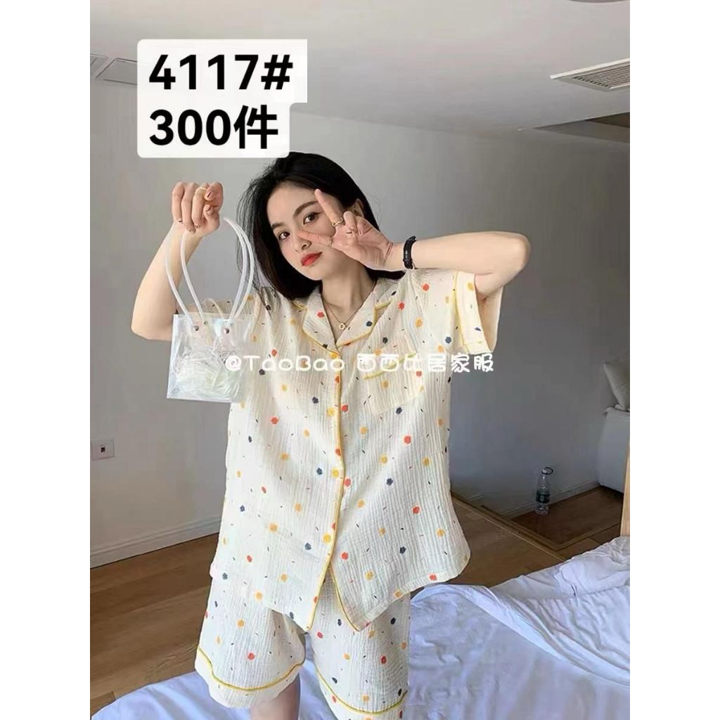 piyama import, piyama set crinkle import, piyama set celana pendek, piyama import crinkle korea