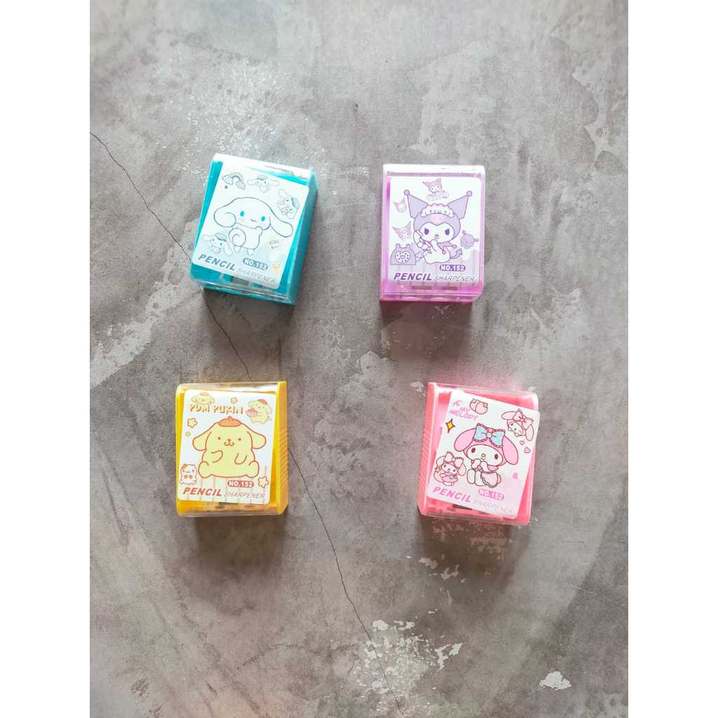 

Rautan pensil dua lubang sanrio melodi kuromi cinnamorol Serutan Pensil 2 lubang