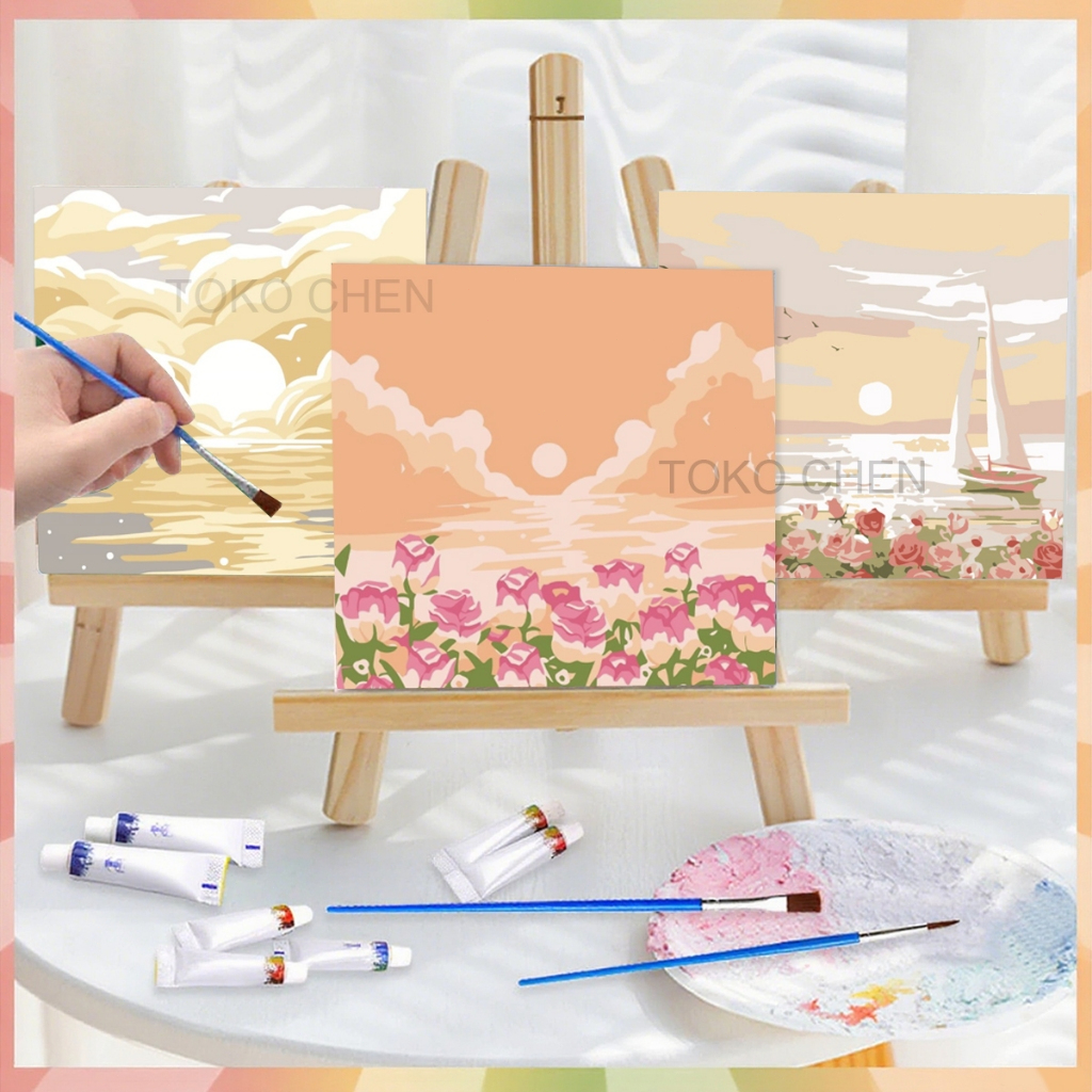 

Paint by number 20 x 20cm Canvas Paint By Number Kit DIY Digital Painting Kit Kanvas Painting-Alat Lukis Lengkap 1 Paket