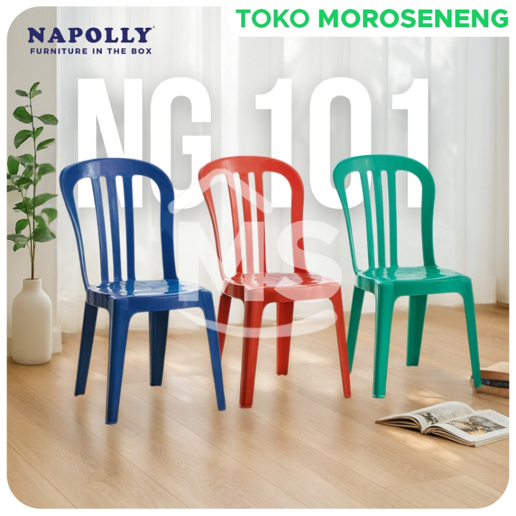Kursi Plastik Sandar Napolly NG 101 | Bangku Serbaguna Kokoh & Ringan | Satuan | Paket 2/4/6 Pcs