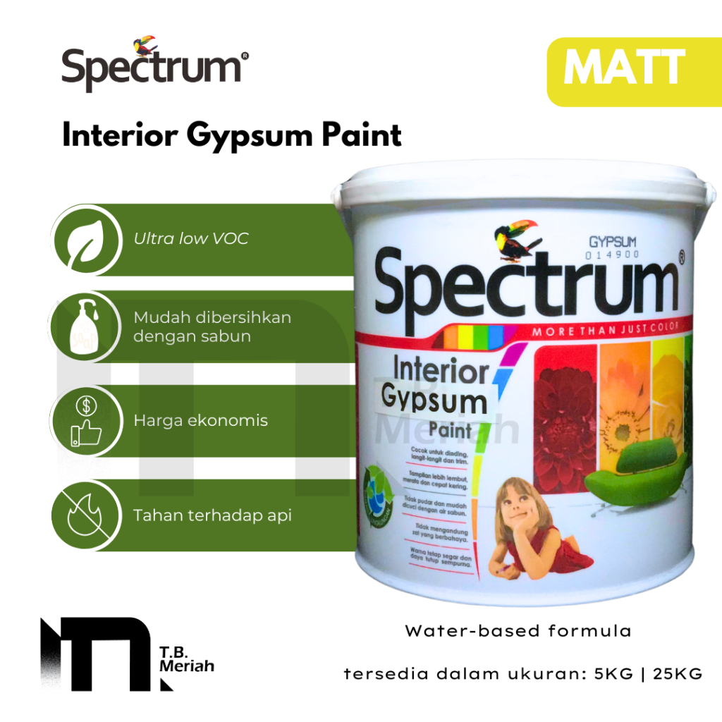SPECTRUM Interior Gypsum Paint 5Kg & 25Kg - Cat Gypsum - Cat Plafon - Cat Gipsum