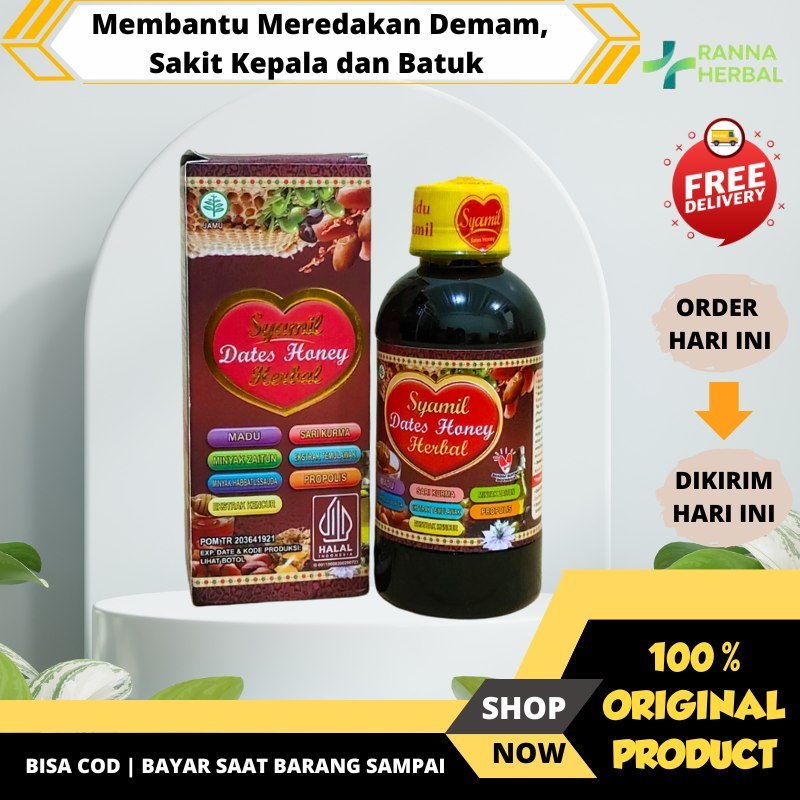 

Syamil Dates Honey - Madu Herbal Plus Habbatussauda, Sari Kurma, Propolis Syamil Family Original