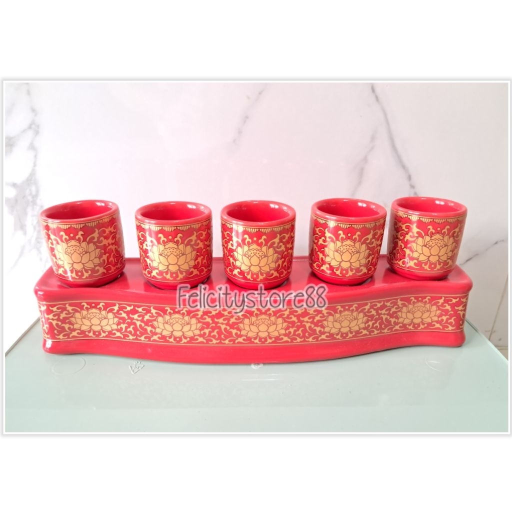 Cangkir Sembahyang keramik set cangkir keramik teratai merah Cangkir sembahyang teratai merah