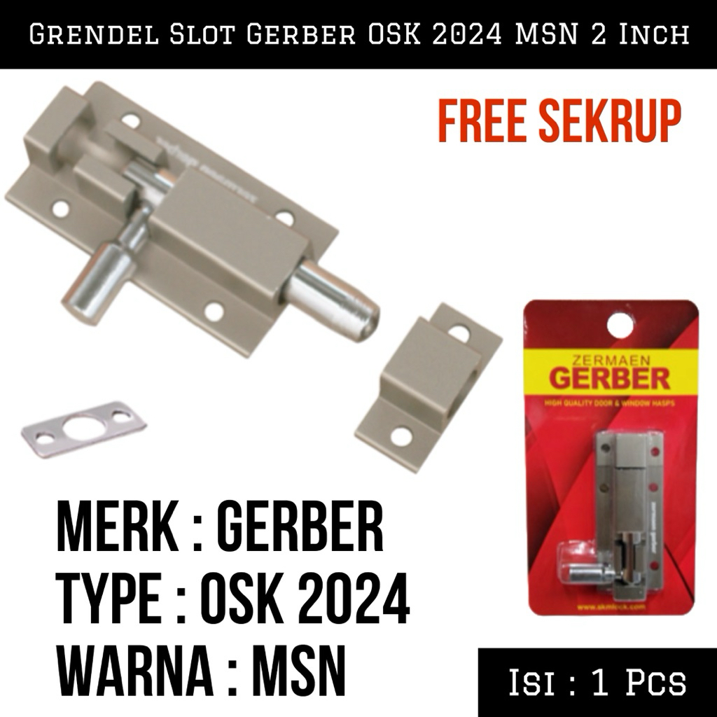 Grendel Slot Pintu Jendela Alumunium Gerber 2 Inch Osk - 2024 | Grendel Pintu Jendela Kayu