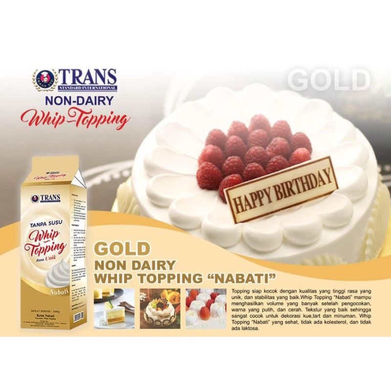 

Whipping Cream Gold Trans Whip Topping Nabati Vegan Whipped Cream Susu Kocok Nabati