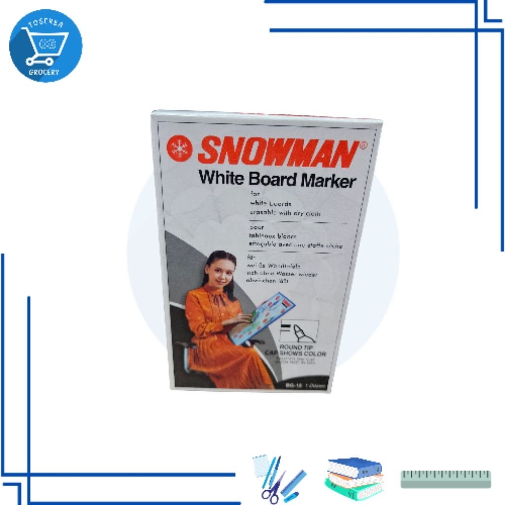 

SPIDOL SNOWMAN WHITE BOARD MARKER BG-12 (TIDAK PERMANENT) 1 Pack isi 12