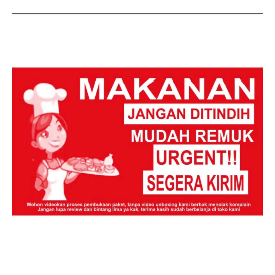 

STIKER MAKANAN 1 UK 7.5 X 12.5 CM FOOD DELIVERY FRAGILE URGENT FW