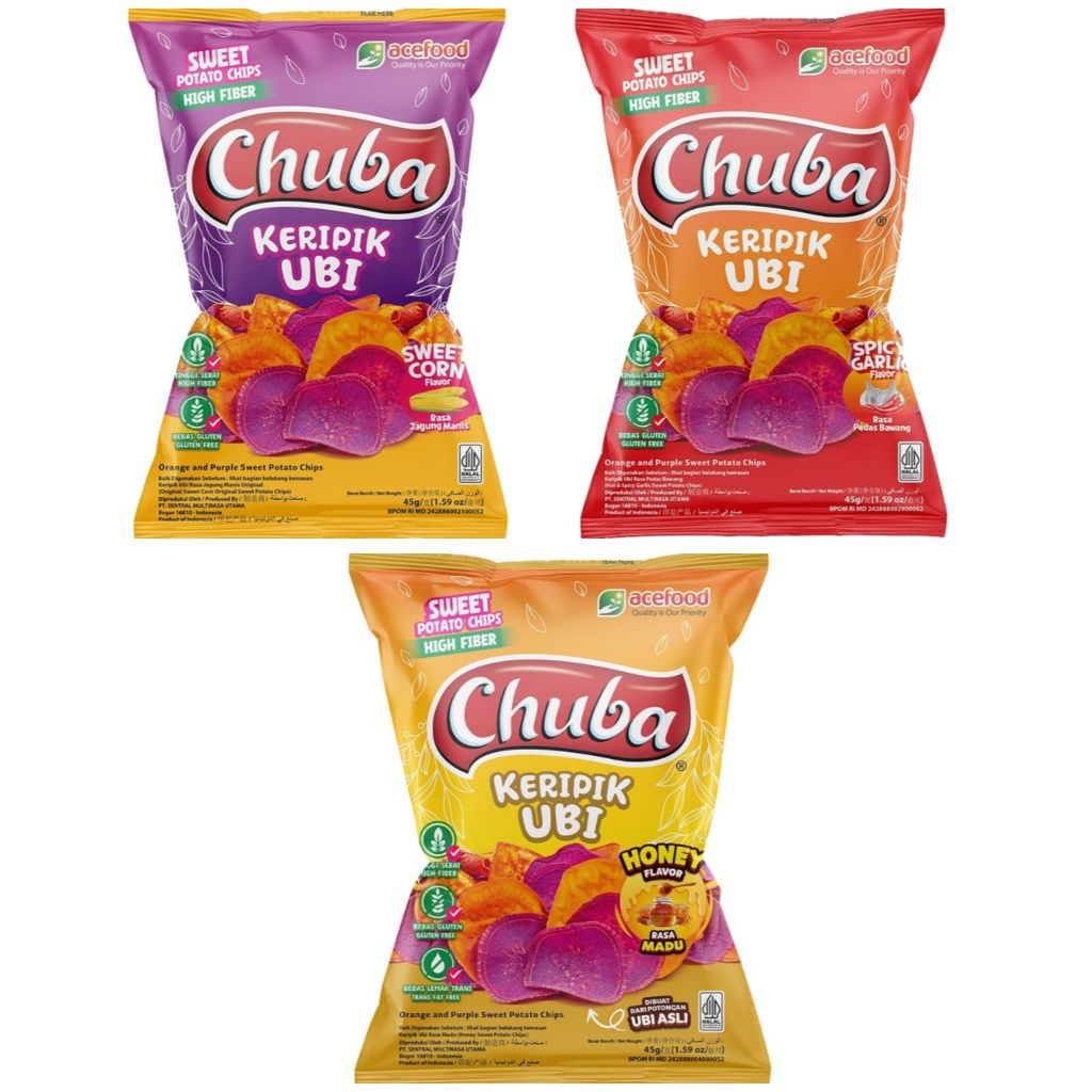 

Chuba Keripik Ubi Rasa Bawang Pedas jagung manis madu 45 g
