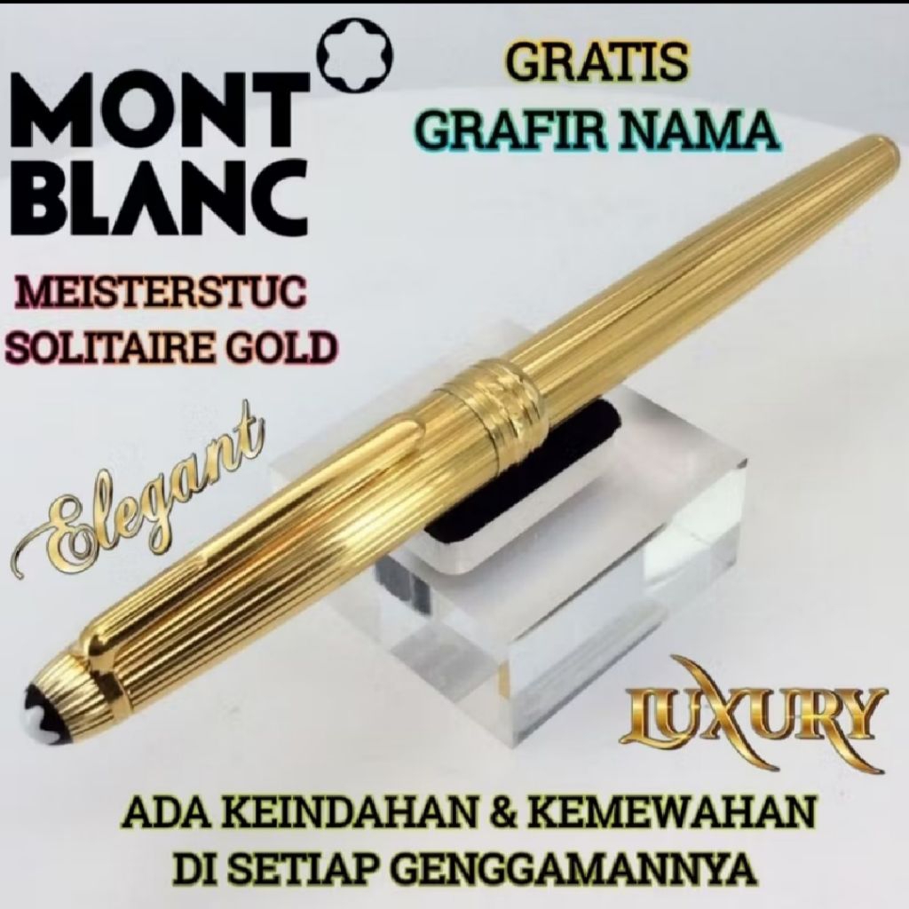 

Ballpoint Mewah Montbl@nc Meisterstuc Solitaire Gold Pen Gratis Grafir Nama Dan Box Exlusive
