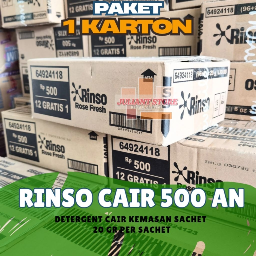 RINSO CAIR 500 (1 KARTON) 8 RENCENG / 104 SACHET