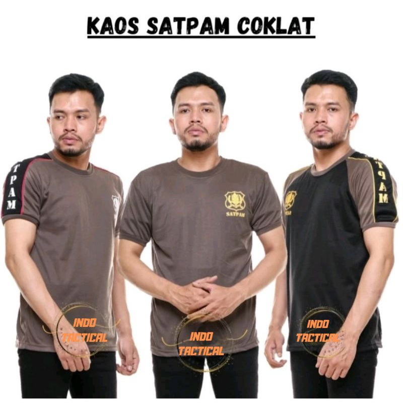 BAJU KAOS SATPAM COKLAT BAJU KAOS SECURITY COKLAT TYPING BAJU KAOS DALAMAN SECURITY KAOS SATPAM
