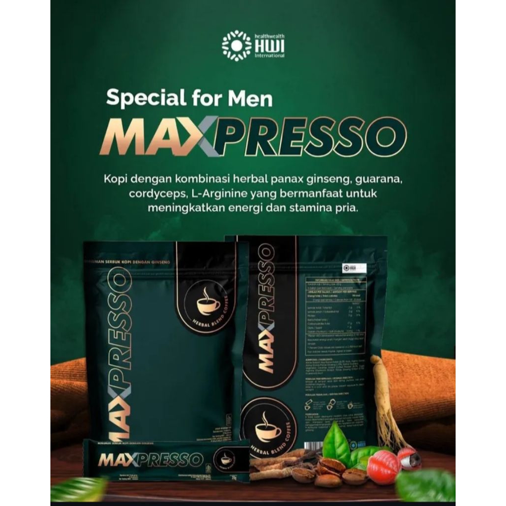 

Kopi MAXPRESSO kopi herbal berkualitas tinggi dalam kemasan coffe