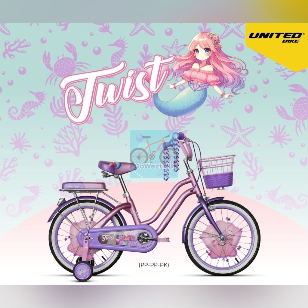 Sepeda Anak Perempuan Ukuran 12 16 18 United TWIST Mini Keranjang | High Quality