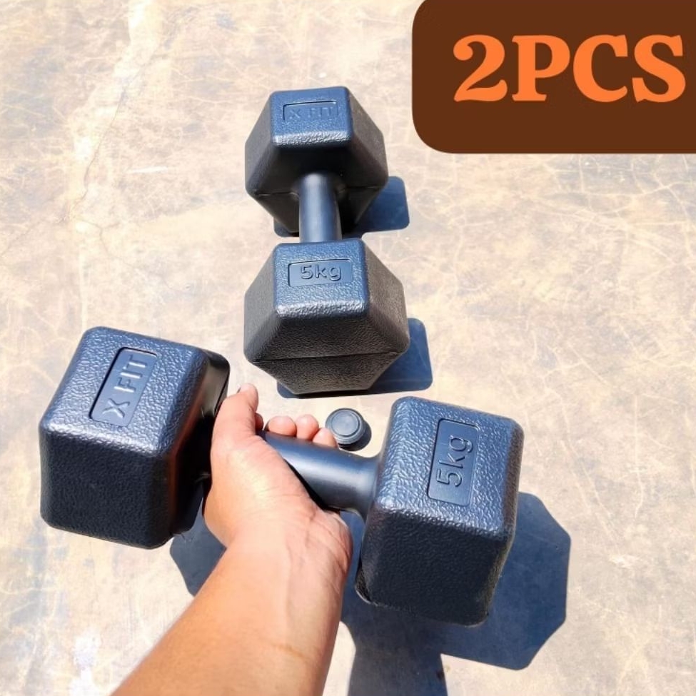 ( 2 pcs ) COVER DUMBELL 5 KG HEXAGONAL ( SEPASANG )
