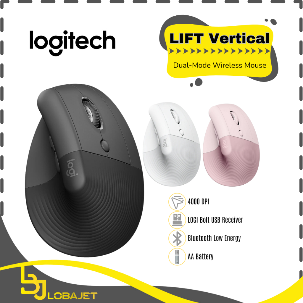 LOGITECH LIFT Vertical Mouse - Vertical Ergonomic Design Dual-Mode Wireless Mouse
