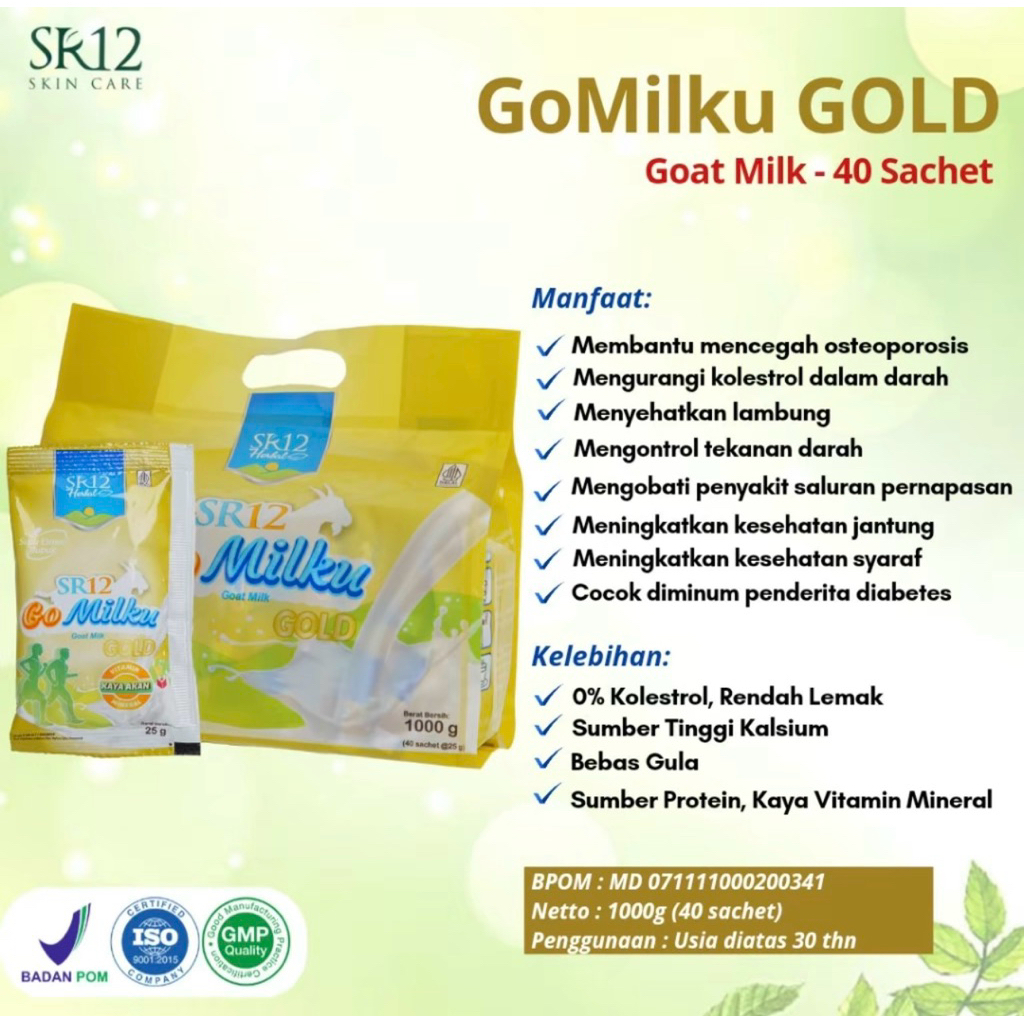 

GOMILKU GOLD SR12 kemasan isi 40sachet(1kg) Susu Kambing Etawa | Susu Kesehatan | Halal
