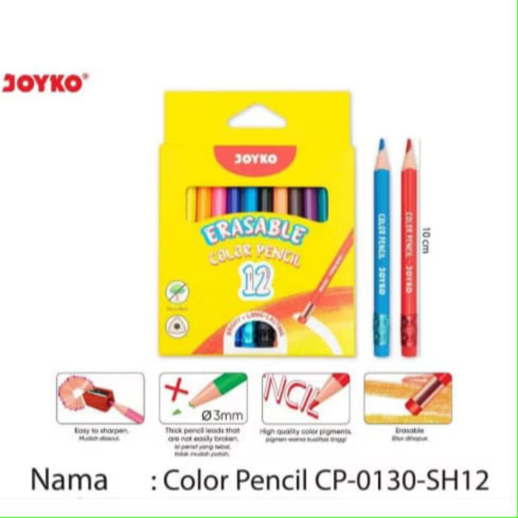 

(1 Set) Joyko Erasable Color Pencil Pensil Warna Dapat bisa Dihapus CP-013