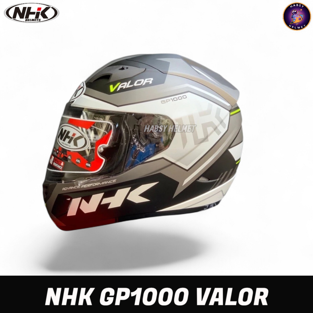 Helm NHK GP1000 MOTIF VALOR BLACK SILVER DOFF DOUBLE VISOR FULL FACE