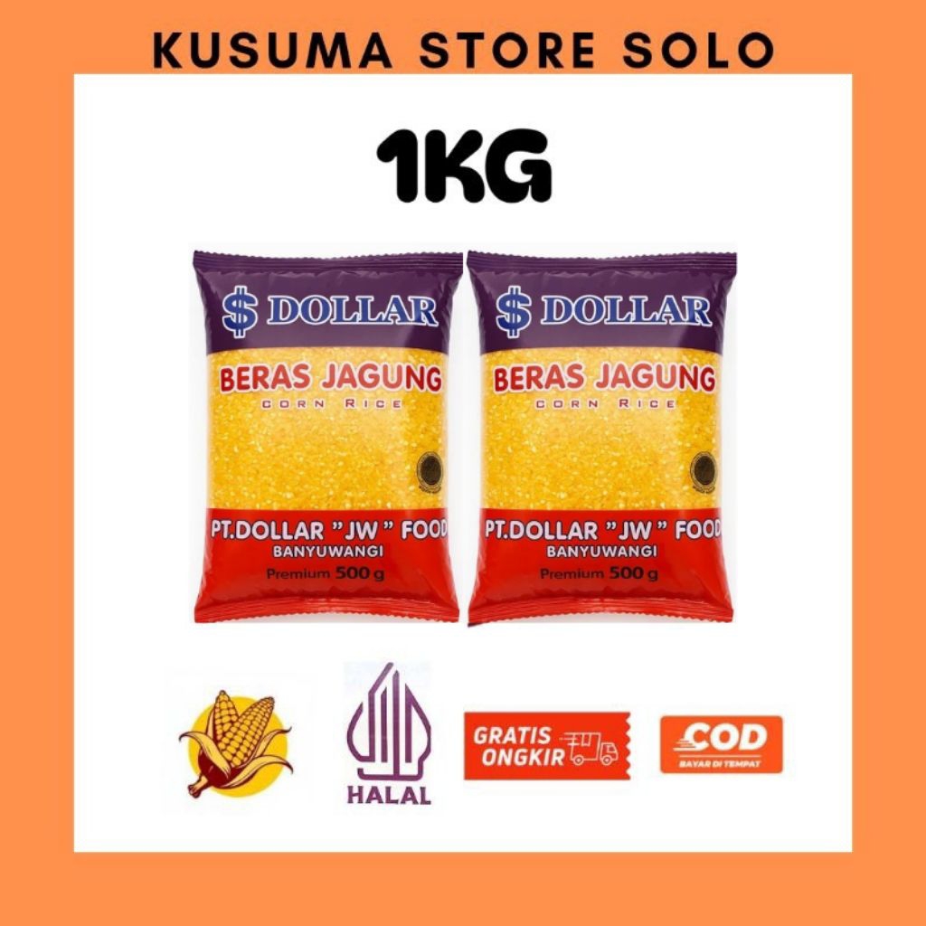 

Beras Jagung Merk Dollar 1 KG Beras Organik Berkualitas (500 Gram isi 2 pcs)
