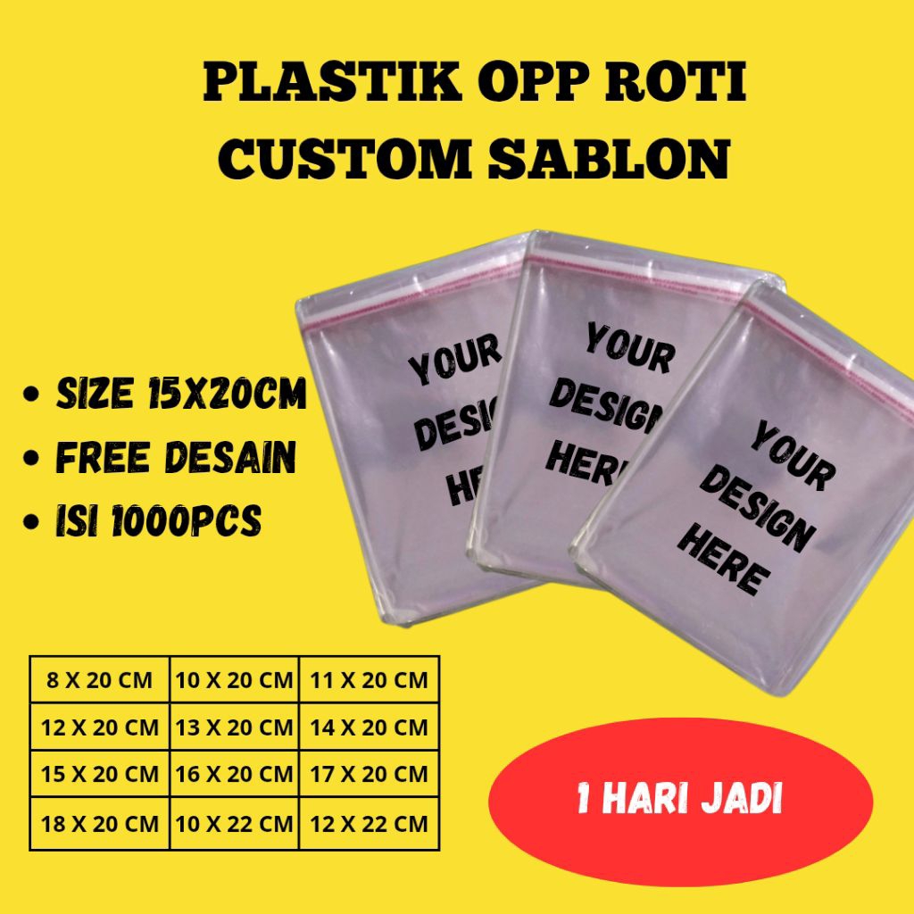 

Plastik OPP Roti 15x20cm Custom Sablon Isi 1000pcs – Free Desain