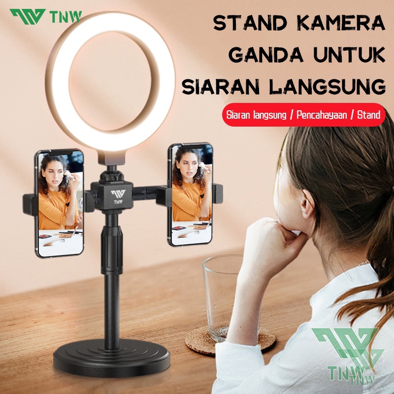 TNW Ring light 16cm+Tripod +2 Holder HP Ring light Tripod Mini Stand HP Live stream Selfie Make Up V