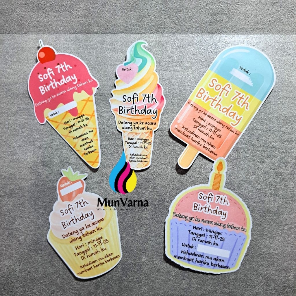 (Free plastik) Custom Undangan Ultah | Ulang Tahun Anak Bentuk Lucu | undangan unik | Undangan karak