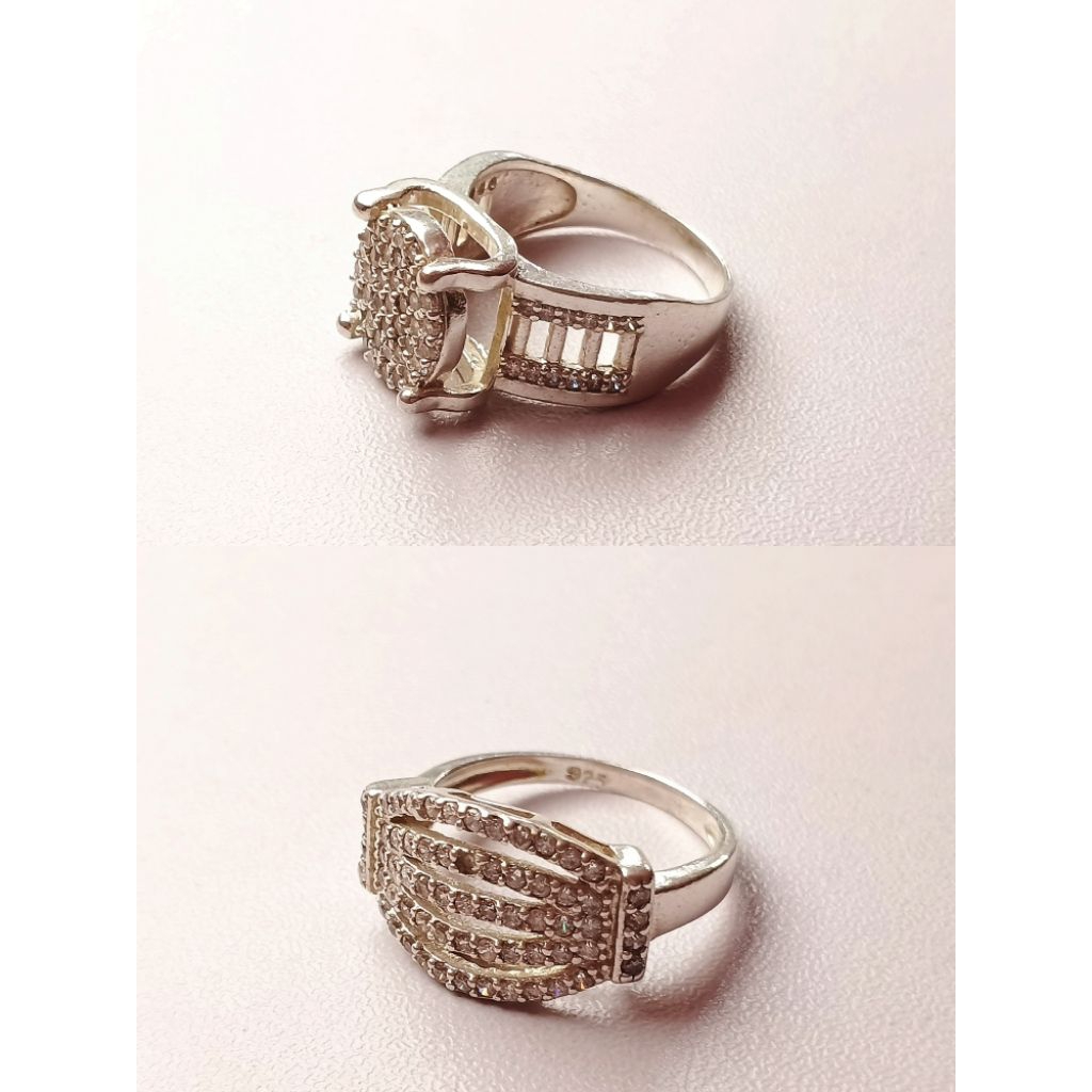 Cincin Perak Pria/Cincin Permata Pria/Cincin Perak Asli 925/Cincin Terbaru/Lapis Emas Putih