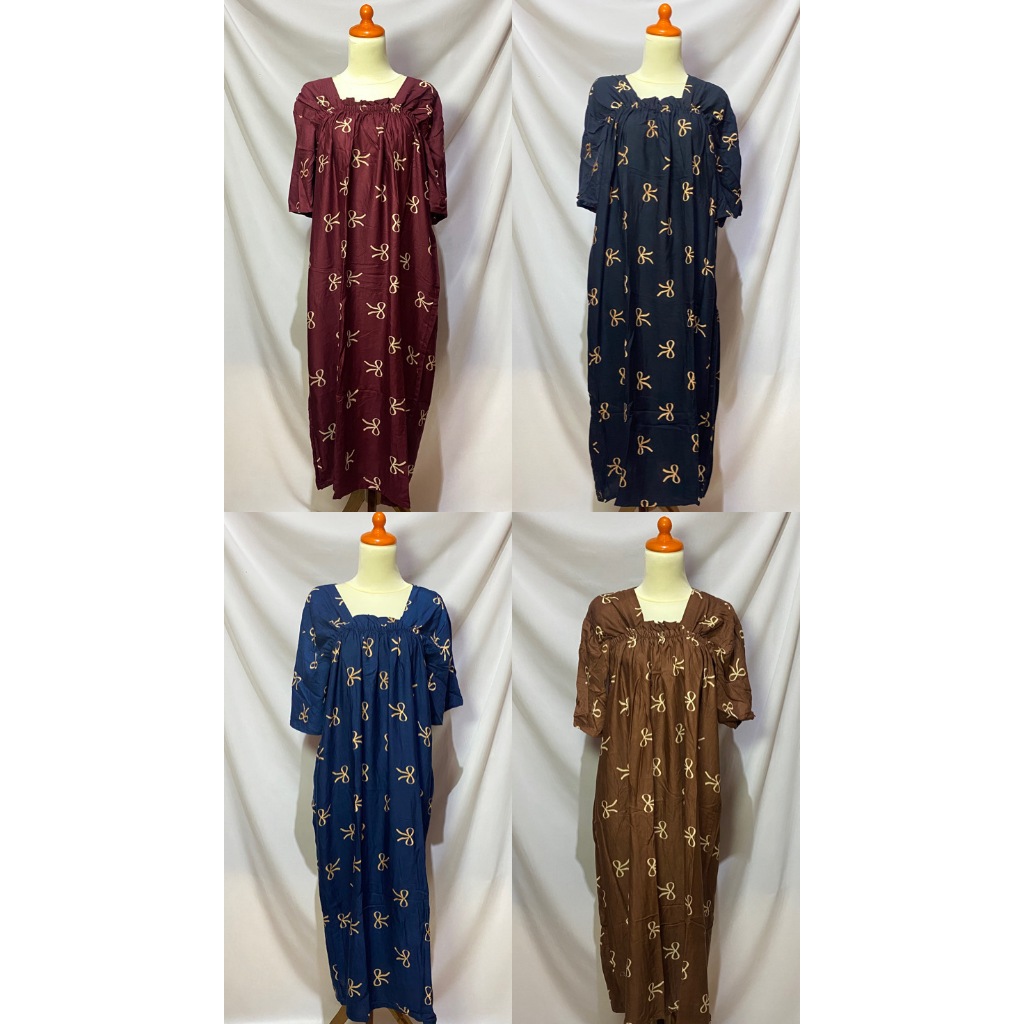 Daster Kerut Fuji | Daster Rayon Motif Pita | Daster Kerut Remaja Kekinian | Dress Wanita Daster Bal