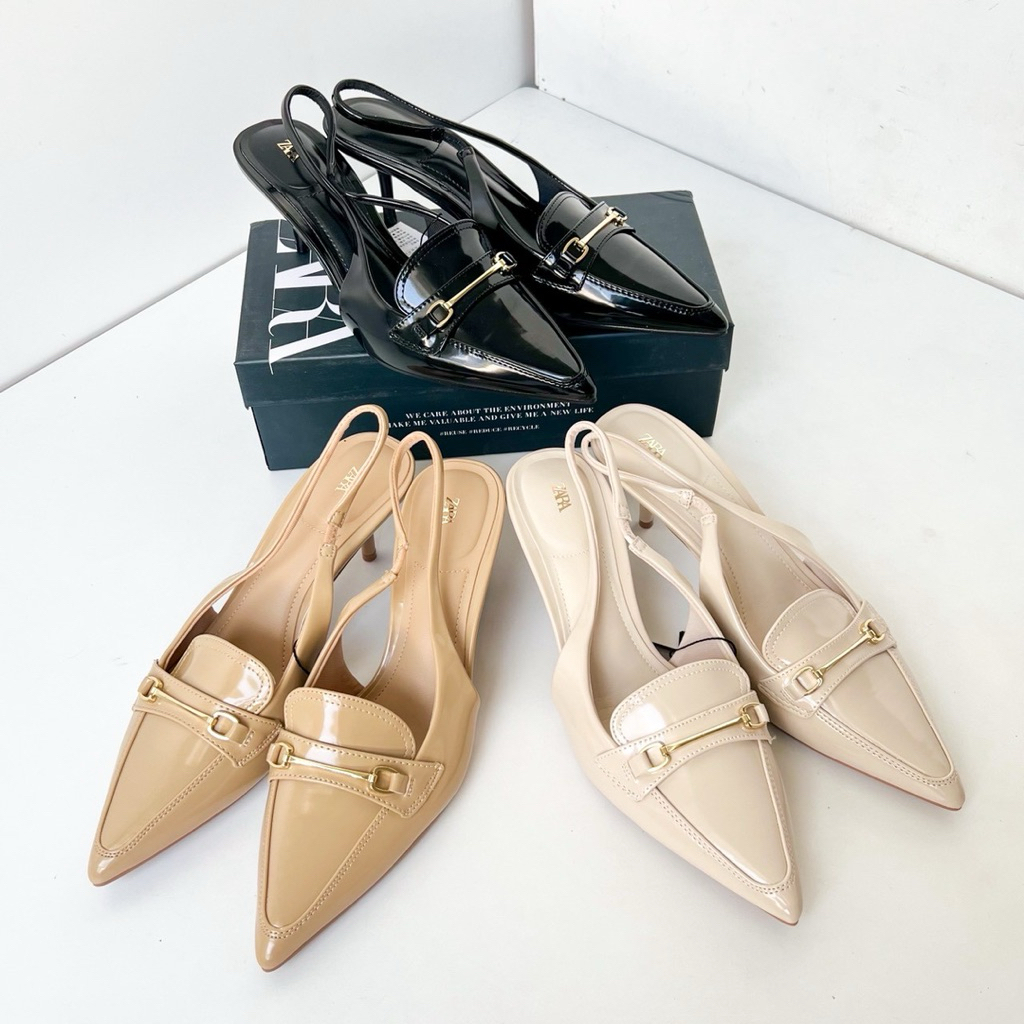 Pump heels slingback by Zara high quality fashion shoes sepatu wanita hak tinggi tali belakang kanto