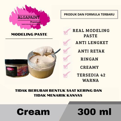 

Algapaint premium modeling paste CREAM / sculpture / impasto /teksture art / tekstur / lukisan aesthetic / cat akrilik /painting / relief /water base