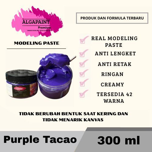 

Algapaint premium modeling paste PURPLE TACAO/ sculpture / impasto /teksture art / tekstur / lukisan aesthetic / cat akrilik /painting / relief /water base