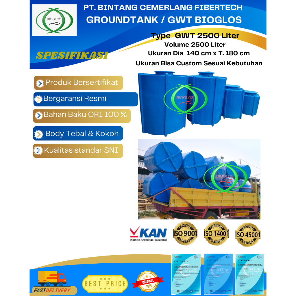 GWT,GroundWaterTank,TorenAirBioglos,Kap.2500Liter