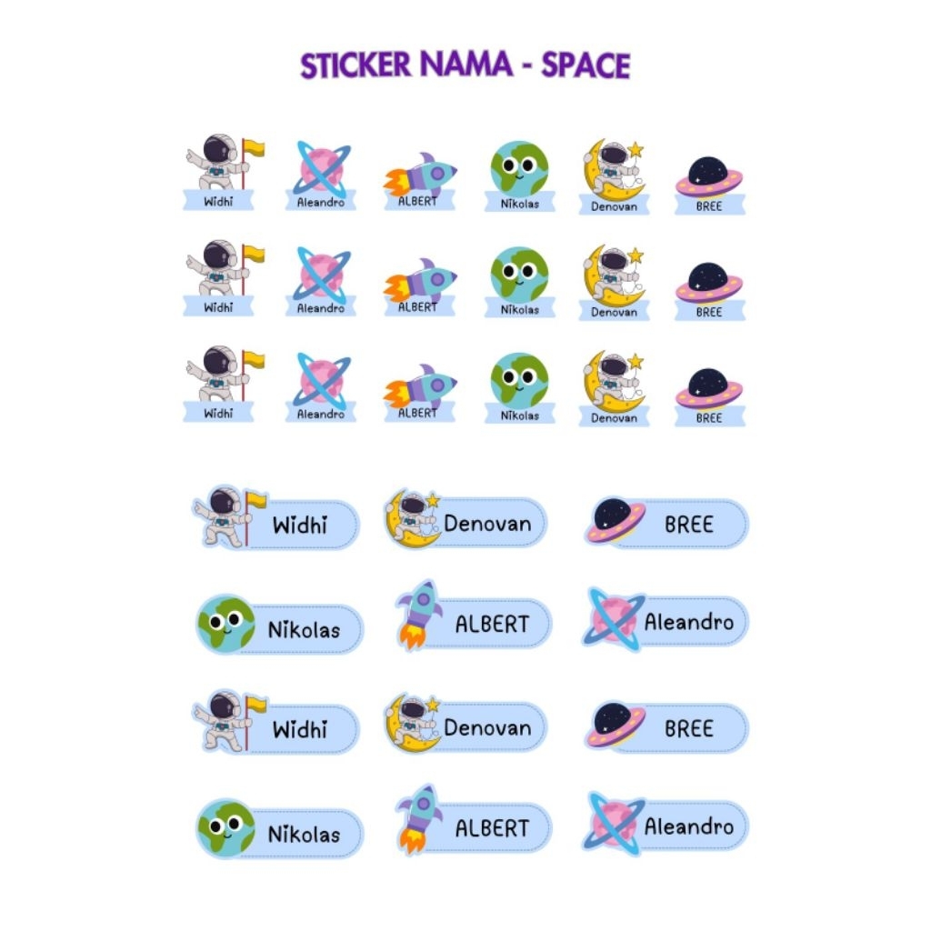 

STICKER NAMA CUSTOM WATERPROOF - SPACE ASTRONAUT 30 pcs/STICKER NAMA ANAK CUSTOM/LABEL NAMA ANAK CUSTOM