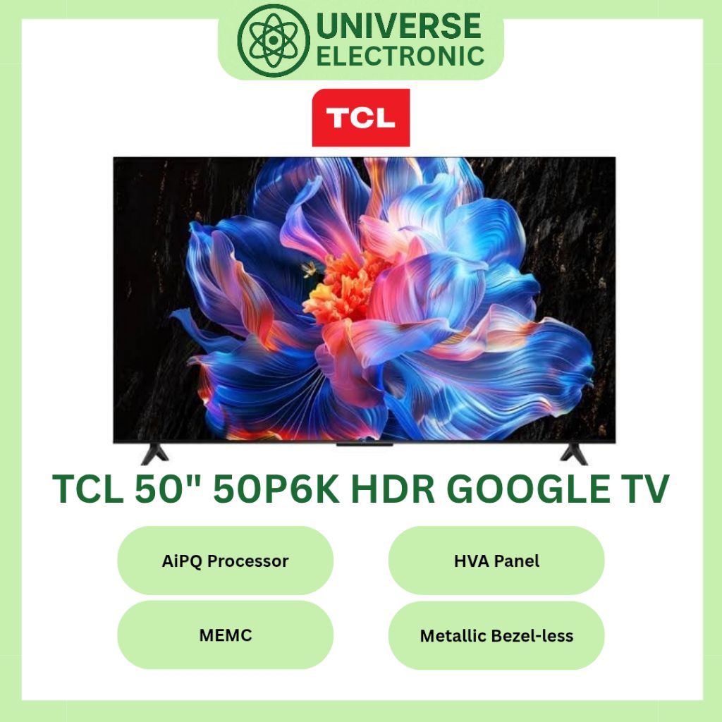TCL 50P6K 4K HDR GOOGLE TV 50 Inch 2025 Series