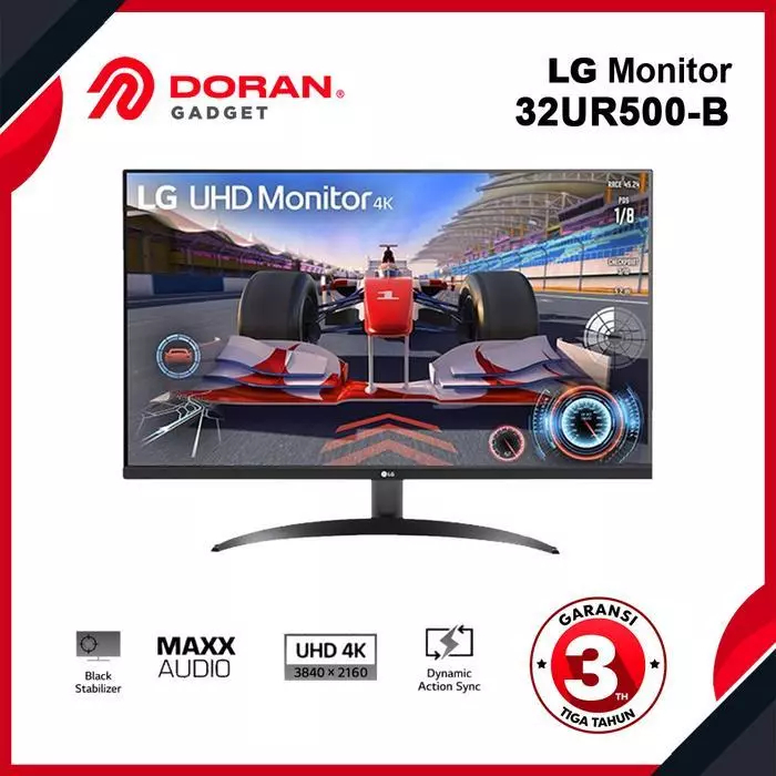 LG Monitor UltraHD 4K 31.5" Inch 32UR500K-B.ATI HDR10 VA Maxx Audio 4ms Garansi Resmi 3 Tahun