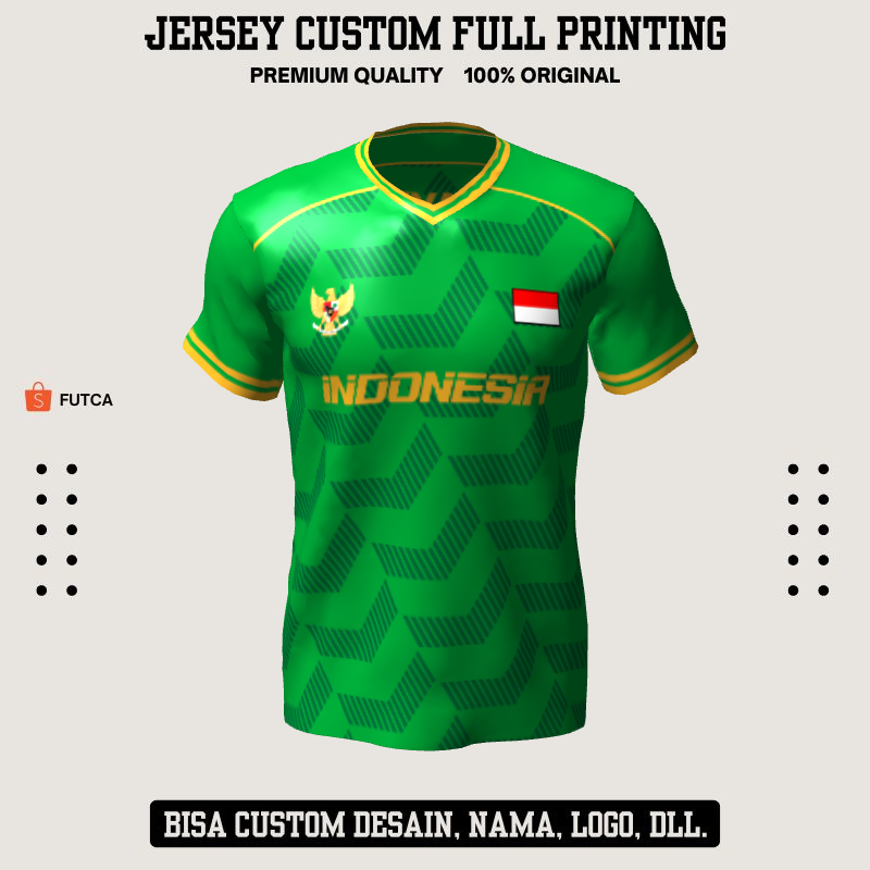 Kaos Jersey Futsal Hijau Motif Garis Geometris 103 - Jersey Baju Olahraga Full Printing