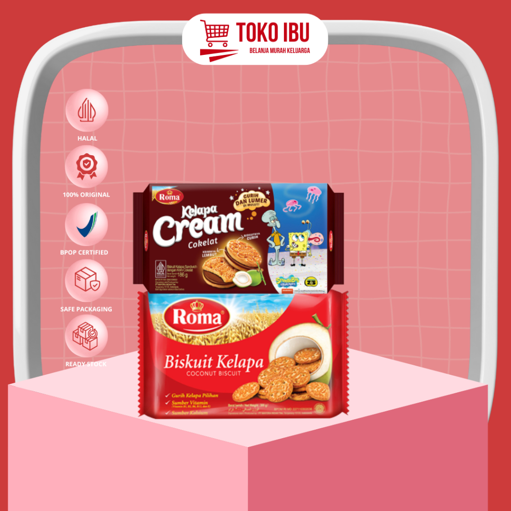 

Roma Biskuit Kelapa Krim Cokelat 186g| Roma Biskuit Kelapa 300g Pack
