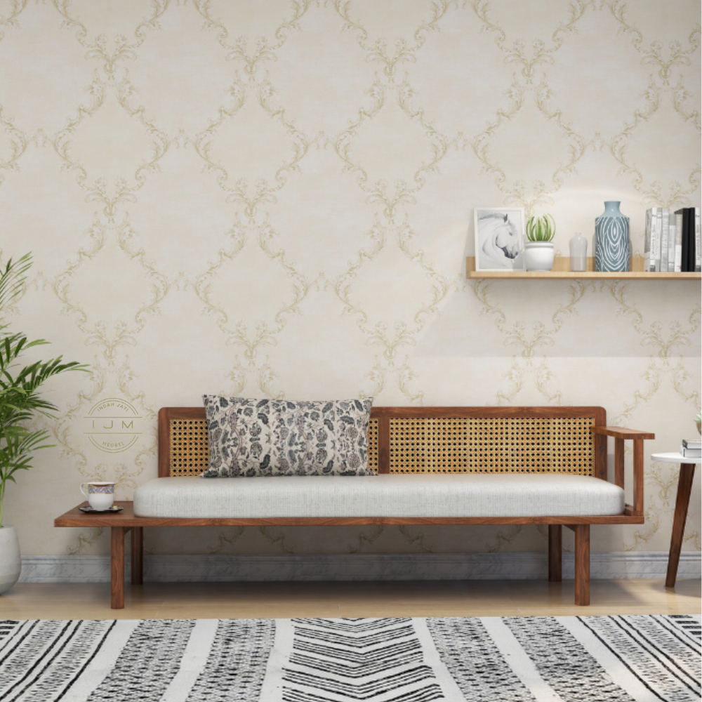 Kursi Teras Kursi Serbaguna Minimalis Panjang Jati Kombinasi Rotan Terlaris