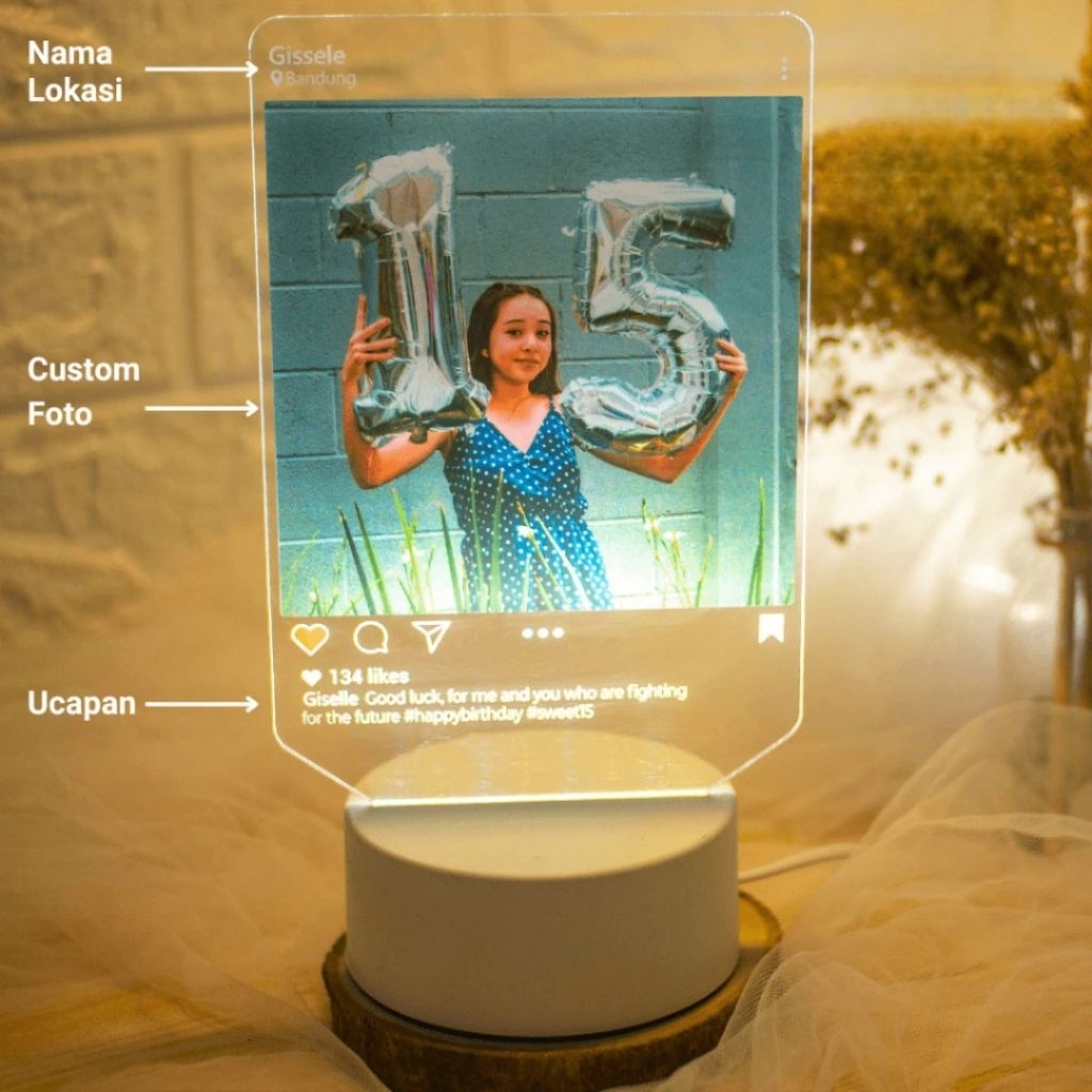 Akrilik Lampu LED Custom Foto | Papan Spotify Akrilik + Lampu LED Custom | Lampu Tidur Custom | Papa