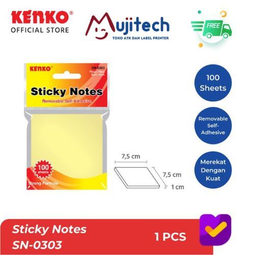 

KENKO 100 LEMBAR STICKY NOTE NOTES STIKI POST IT MEMO TEMPEL SN 0303