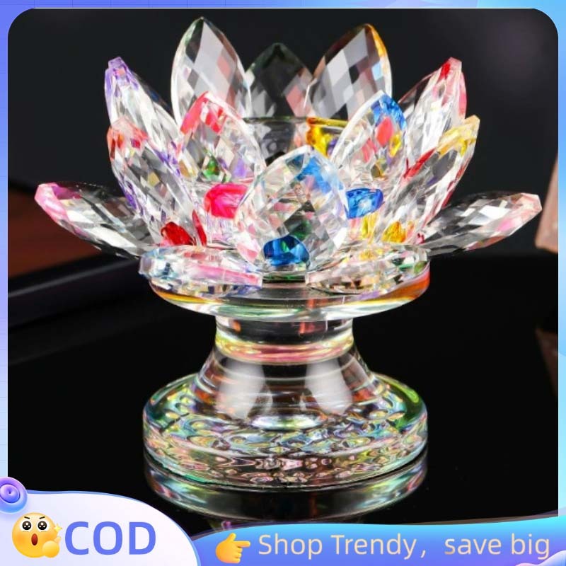 Tempat Lilin Bunga Teratai Tempat Lilin Sembahyang Tempat Lilin Teratai Kristal Kaca