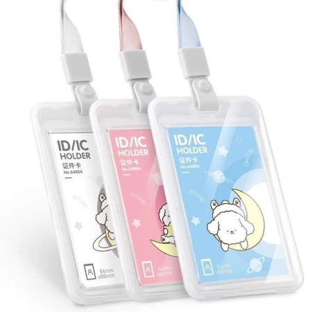 

Deli Name Tag Kartu Tanda Pengenal 64804 Motif Doodle Warna Putih/Pink/Biru Lanyard Muat 2 Kartu