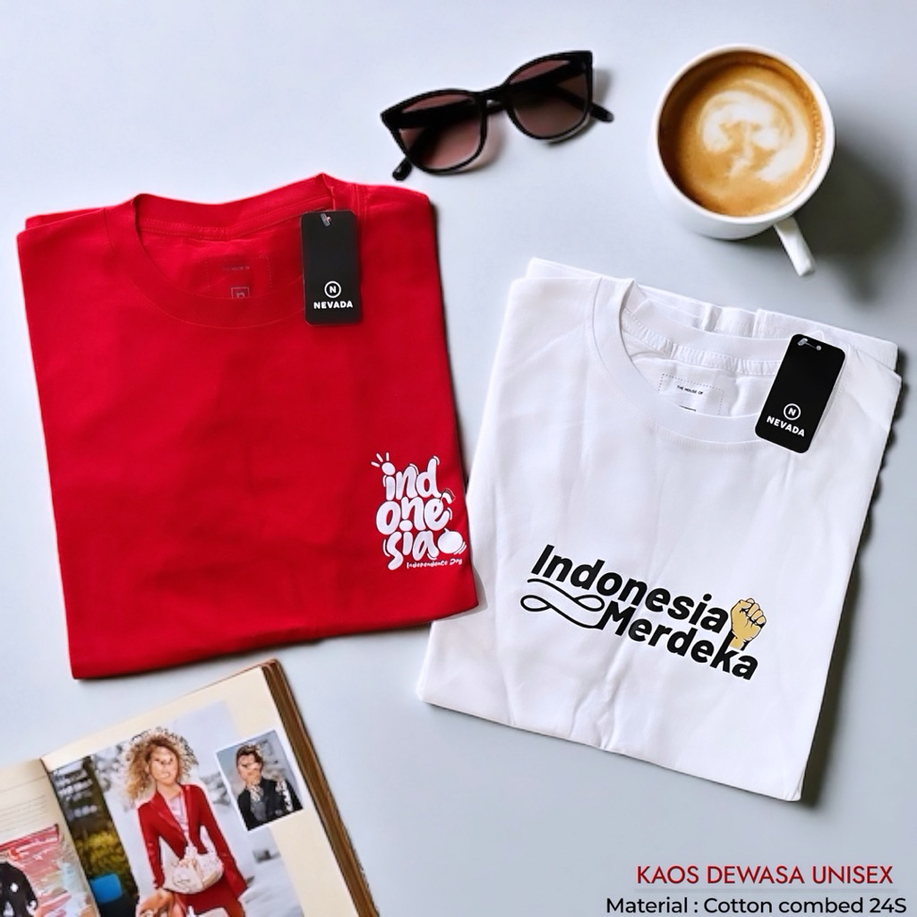 Kaos Nevada Merah Putih Tema Kemerdekaan Indonesia Unisex