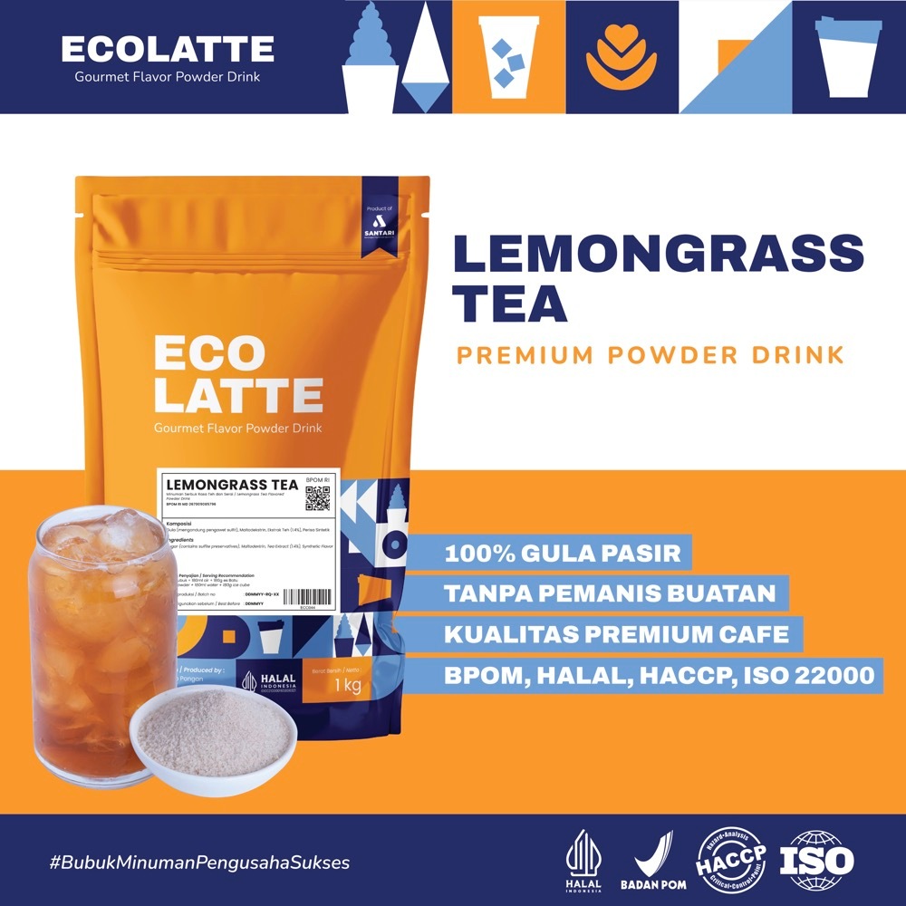 

ECOLATTE LEMONGRASS TEA HERBAL TEA SERIES TEH SEREH BUBUK MINUMAN 1KG PREMIUM POWDER DRINK RASA TEH SERAI TEH SEREH