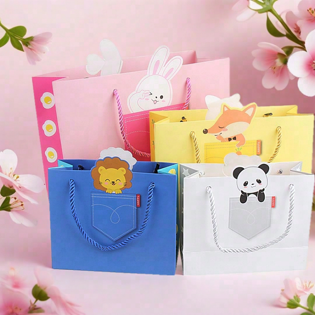

Paper Bag Cute Animal / tas kado ulang tahun /Goodie Bag