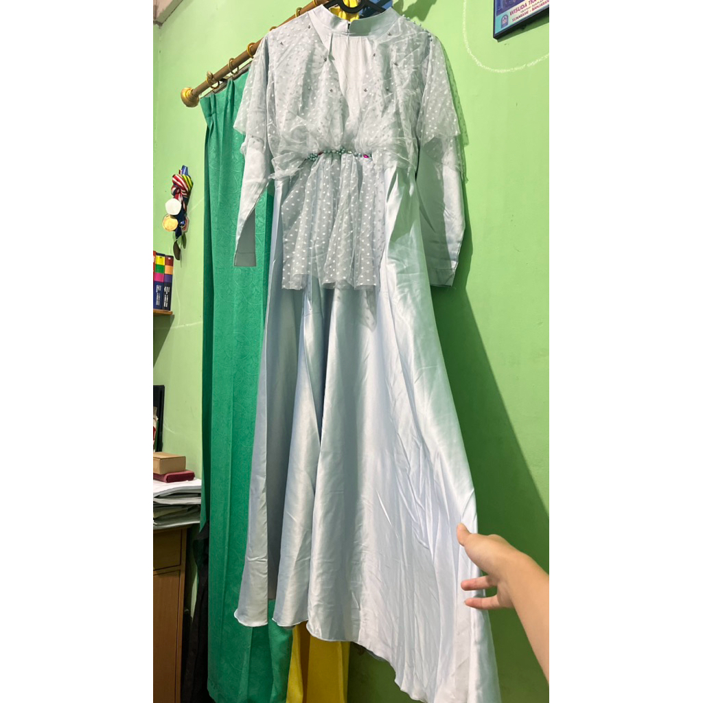 (NEW) dress brukat / baju kondangan warna biru