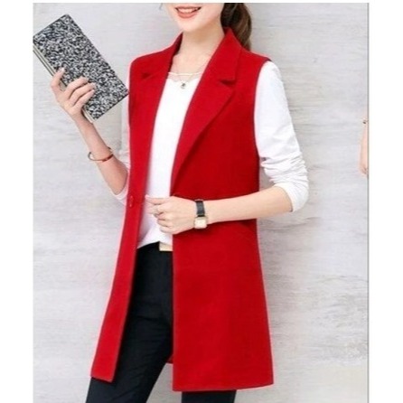 Outer Wanita Polos Tanpa Lengan - Vest Blazer Edisi Agustusan /Kemerdekaan Merah Putih