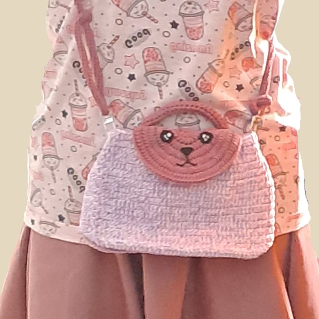 Tas Rajut Handmade Motif Kucing - Sling Bag Lucu Unik Bisa Custom Warna - Tas 3in1 Tas Tangan / Tas 