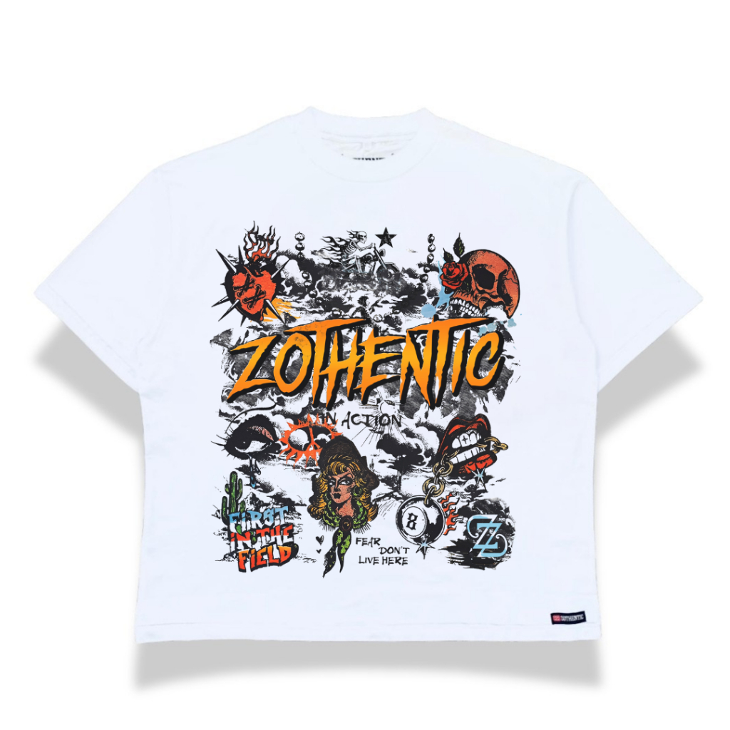 Kaos Boxy Fit Oversize unisex Pria wanita Combed 20s White Zothentic