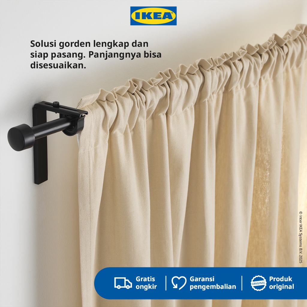 IKEA RACKA Kombinasi Batang Gorden Hitam 120-210cm